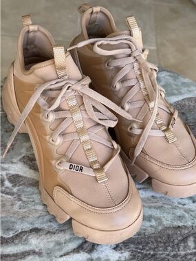 Dior D-Connect Blush Beige Chunky Lace-Up Women's Sneakers